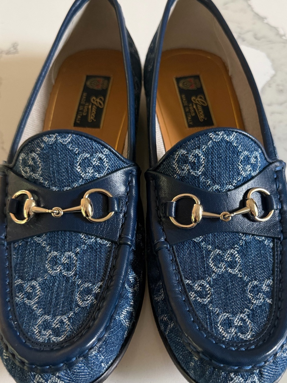 Gucci 1953 Horsebit GG Denim Loafers Navy Blue Leather EU 40 US 10, EUC, box inc - Picture 9 of 10